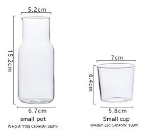 Japanese Glass One Pot One Cup Set (Option: Small Size Pot Small Size Cup)