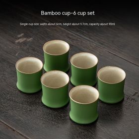 Ceramic Bamboo Green Bamboo Tea Household Landscape Cup Lid (Option: Bamboo Joint Cup 6 Cups)