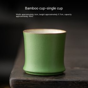 Ceramic Bamboo Green Bamboo Tea Household Landscape Cup Lid (Option: Bamboo Joint Cup Single Cup)